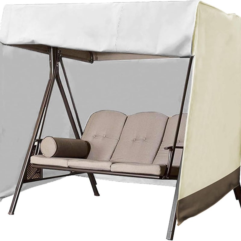 Pokrowiec na huśtawkę ogrodową, wodoodporny pokrowiec Oxford z powłoką anty-UV (beżowy, 223 × 152 × 183 cm)