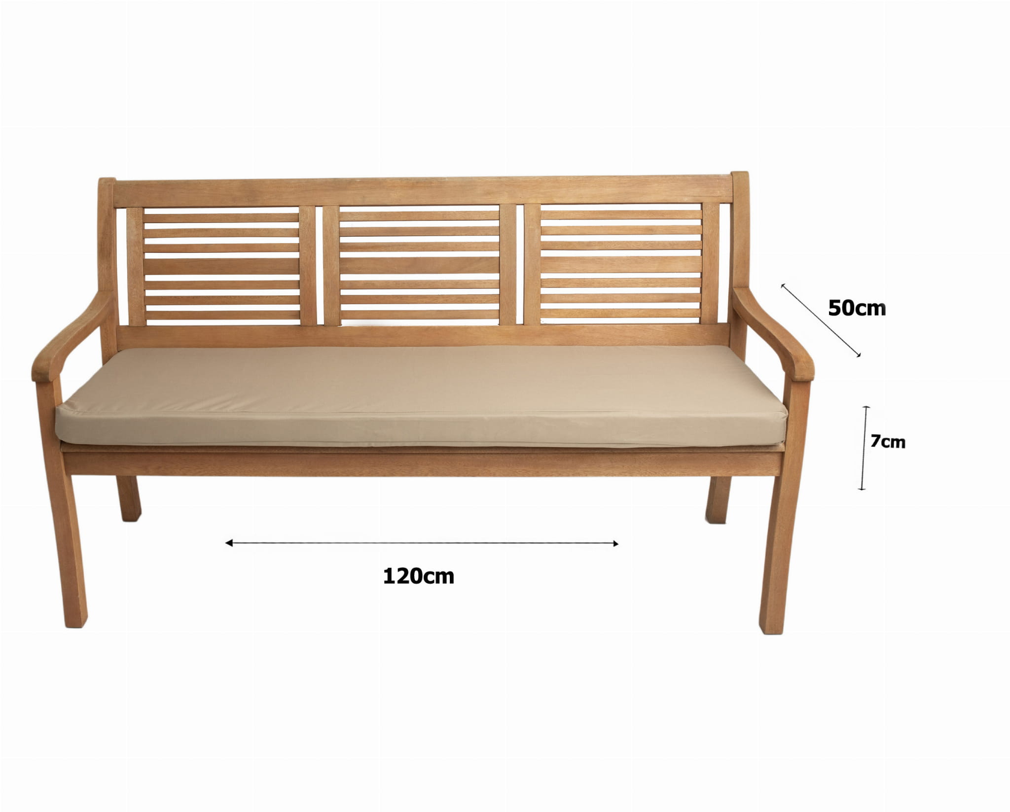 Cojín para banco de jardín 120x50x7cm asiento, cojín para banco de jardín Beige, cojín de asiento plano, cojín para columpio de jardín - 2