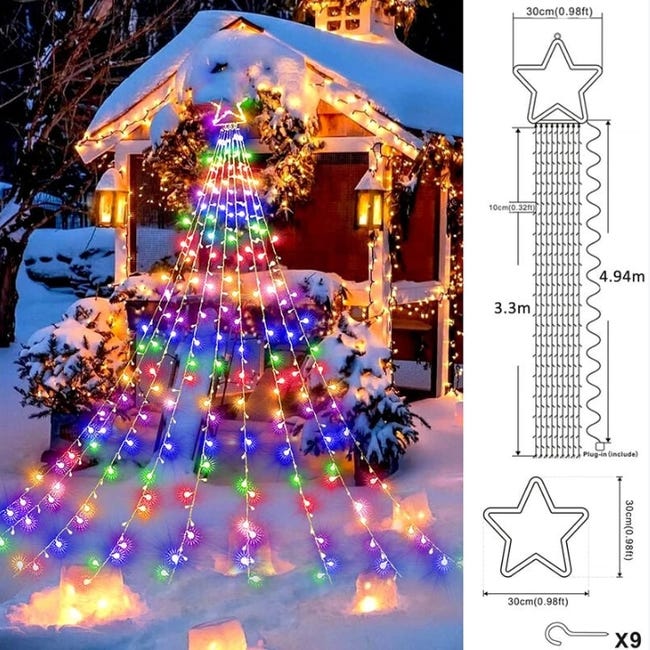 Guirlande lumineuse pour sapin de Noël 10 m 100 LED, 8 modes, étanche IP44, multicolore. | Leroy Guirlande lumineuse pour sapin de Noël 10 m 100 LED, 8 modes, étanche IP44, multicolore. | Leroy