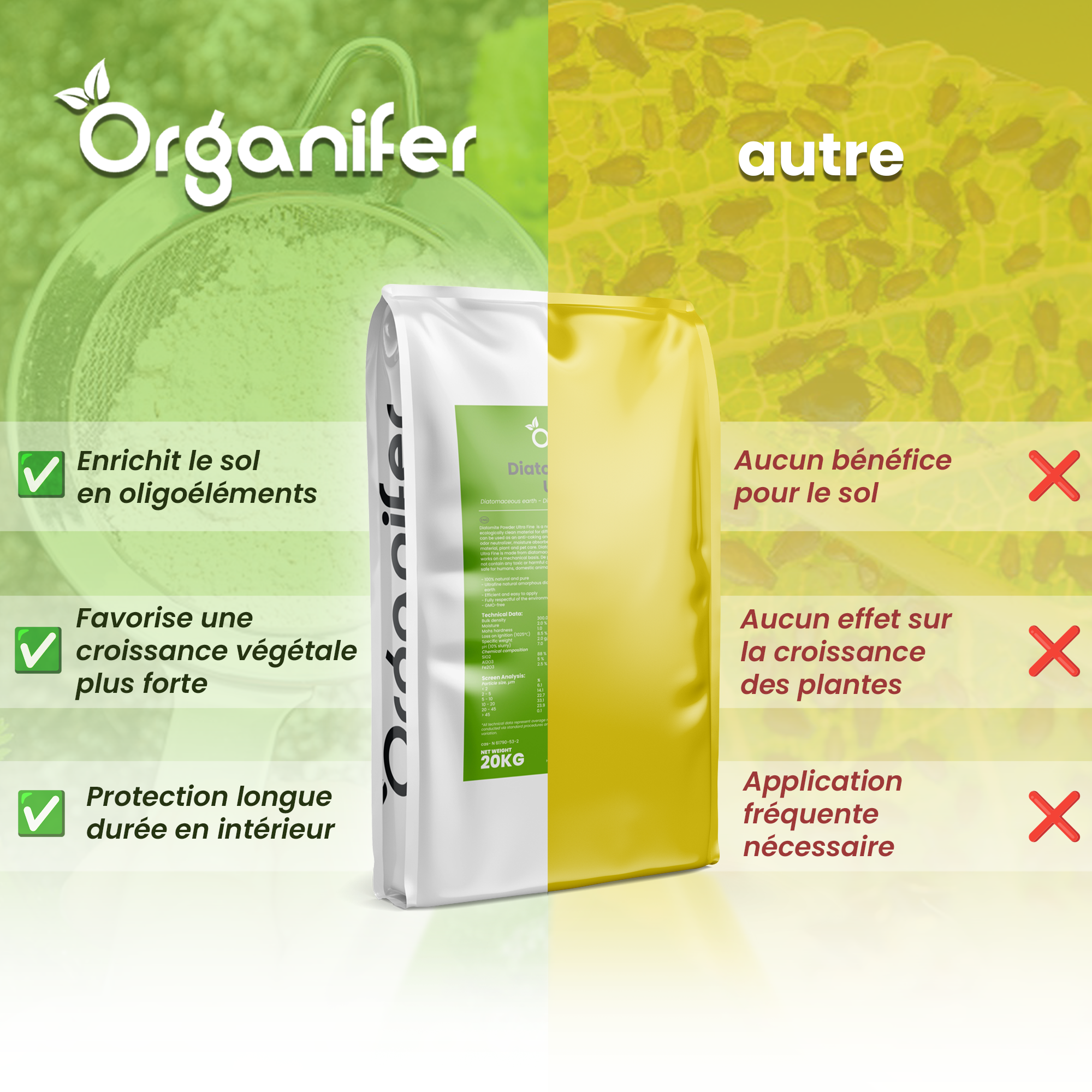 Diatomée Terre - 100% Pure - Poudre Ultra Fine - 25X = 250 Kg - Organifer - 3