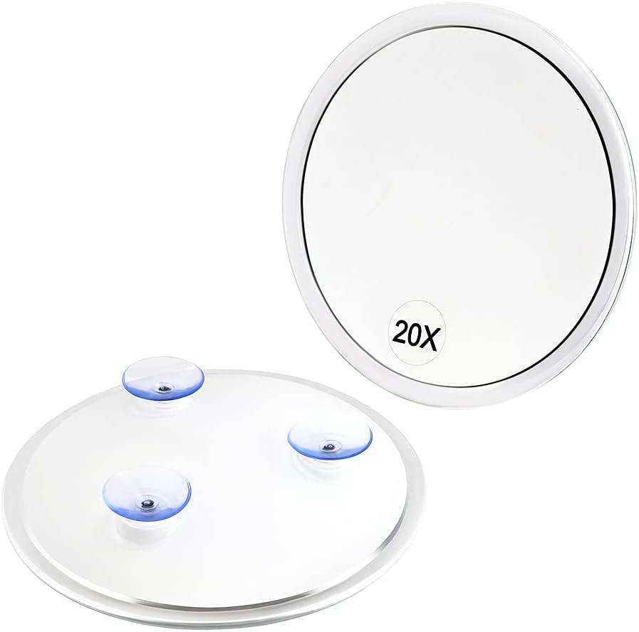Specchio ingranditore 20X con ventose (rotondo 15 cm) - Perfetto per specchio per il trucco - D - Rimozione punti neri - Rimozione sopraccig - 5