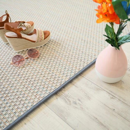 Alfombra de exterior o interior en tejido plano - Sumatra plata multicolor - Trenza gris pizarra - 120 x 170 cm - 3