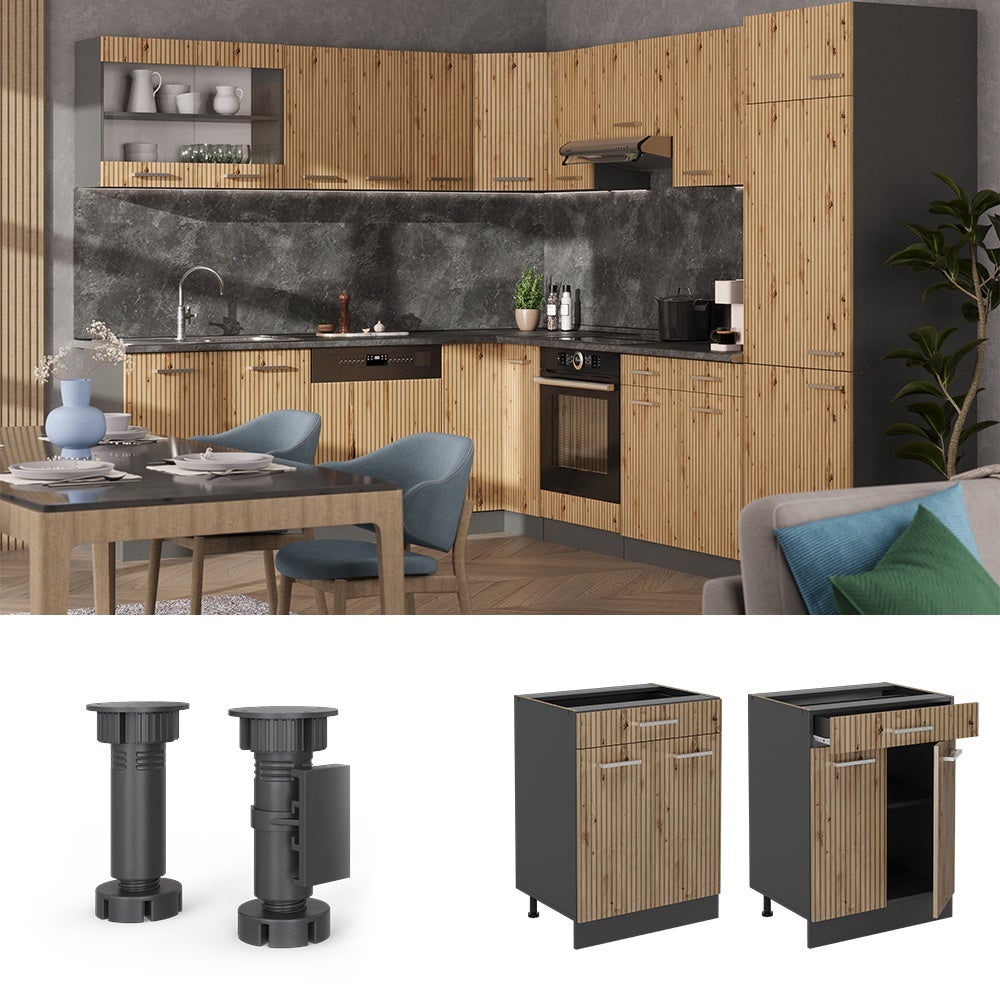 Vicco Meuble cuisine R-Line, Chêne Artisan, 60cm avec tiroir, sans PT - 2