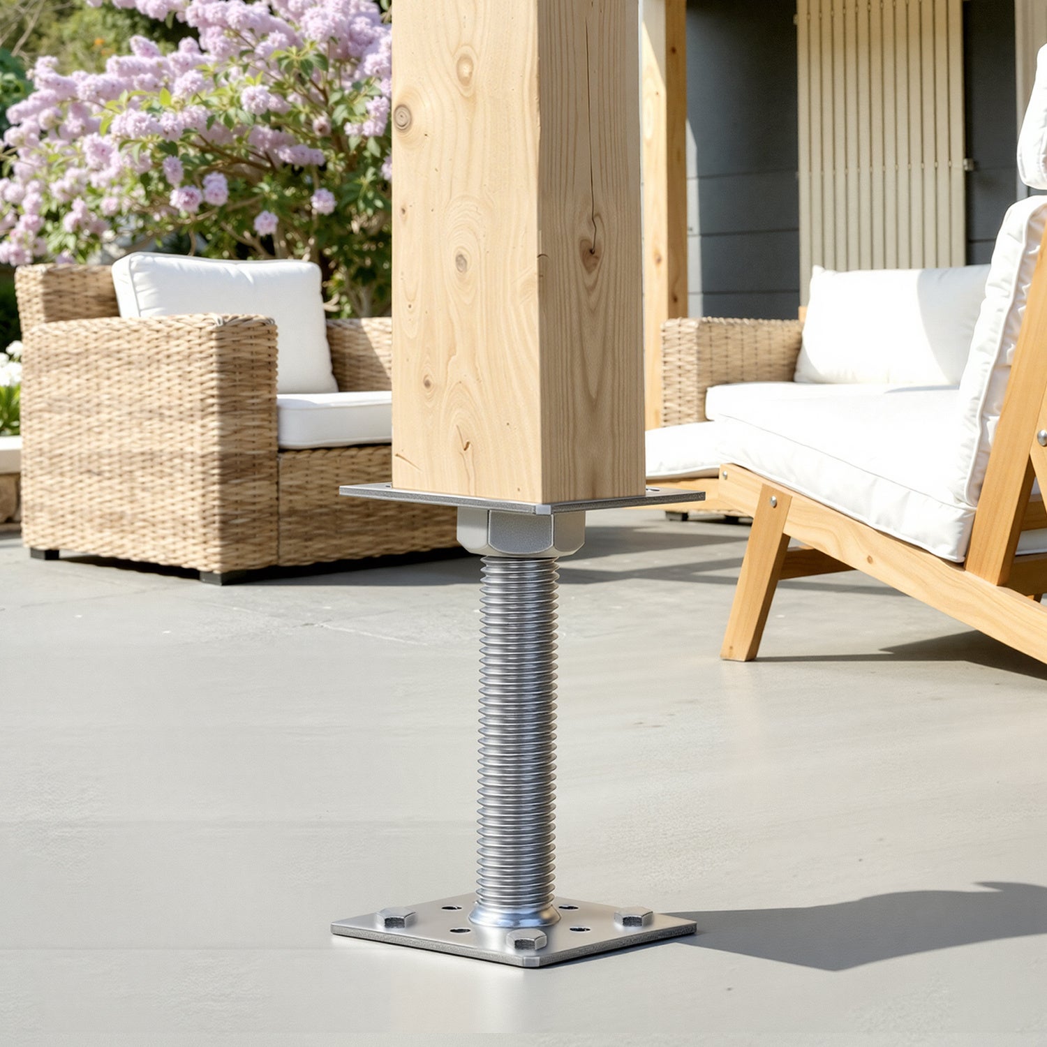 Support de poteau réglable, hauteur ajustable pour projets bois et jardin 30-250 mm Argent 2PCS - 8