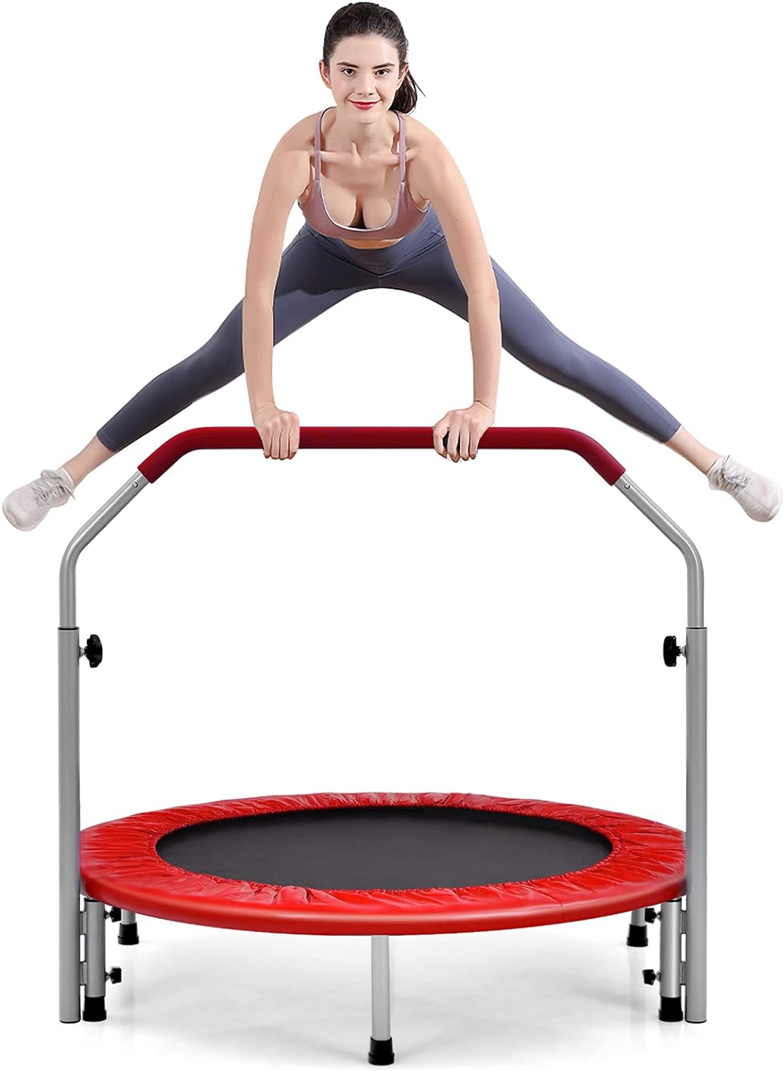 Składana Trampolina Ø 101 cm z Regulowanym Uchwytem dla Dorosłych i Dzieci, Nośność 150 kg