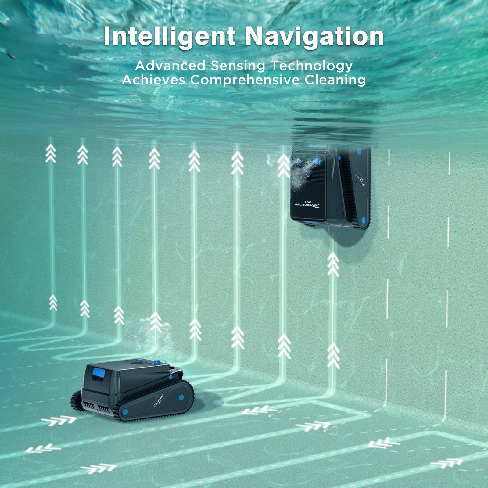 EVERCROSS BOT Robot Piscina Limpiafondos y Paredes U8 Negro, APP - 3