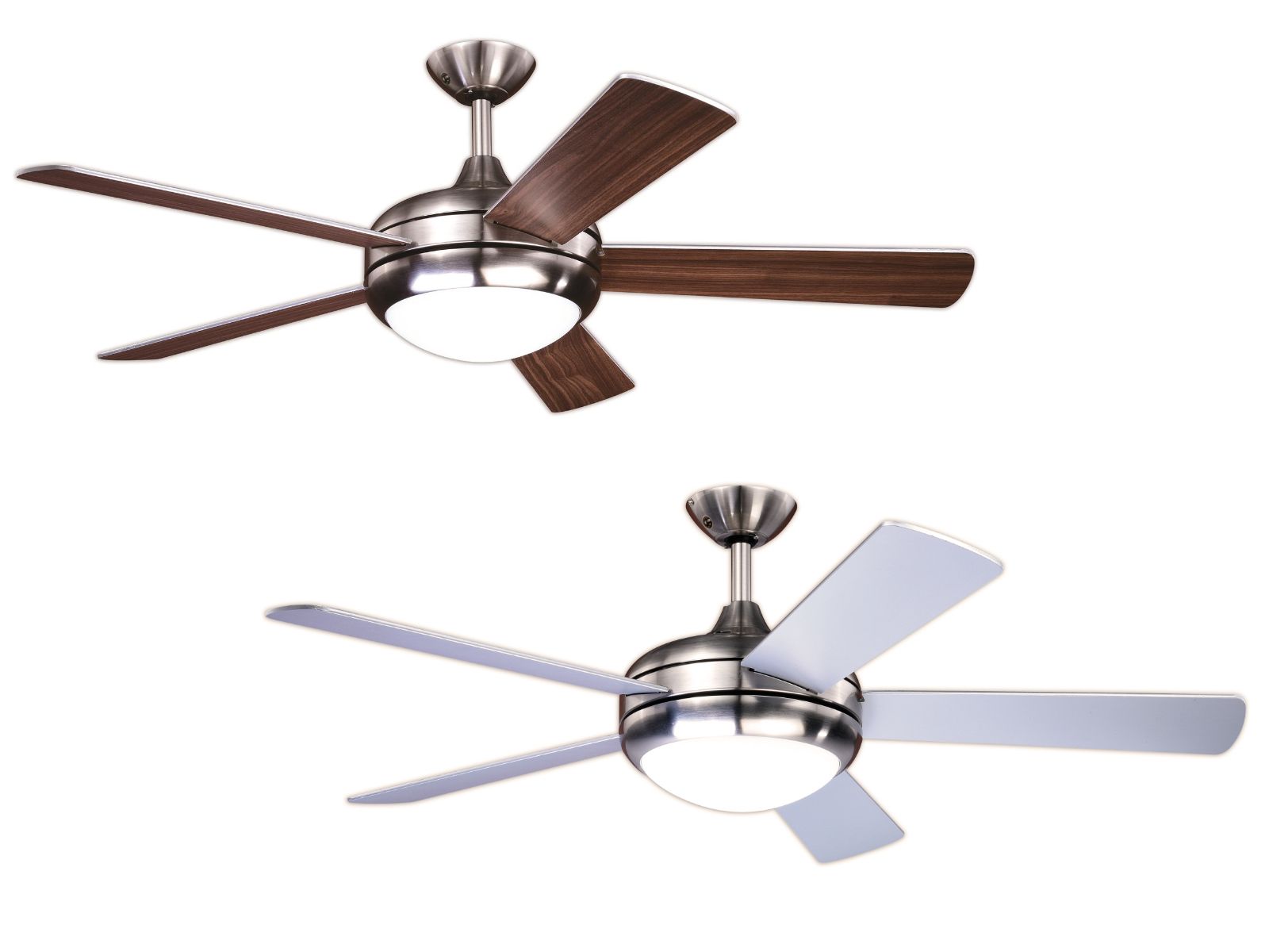 Ventilateur de plafond Ursa Nickel brossé pales Argent & Noyer avec éclairage et télécommande - 2