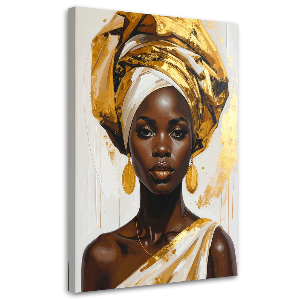 Obraz do salonu sypialni biura, Portret czarnoskórej kobiety w turbanie 70x100