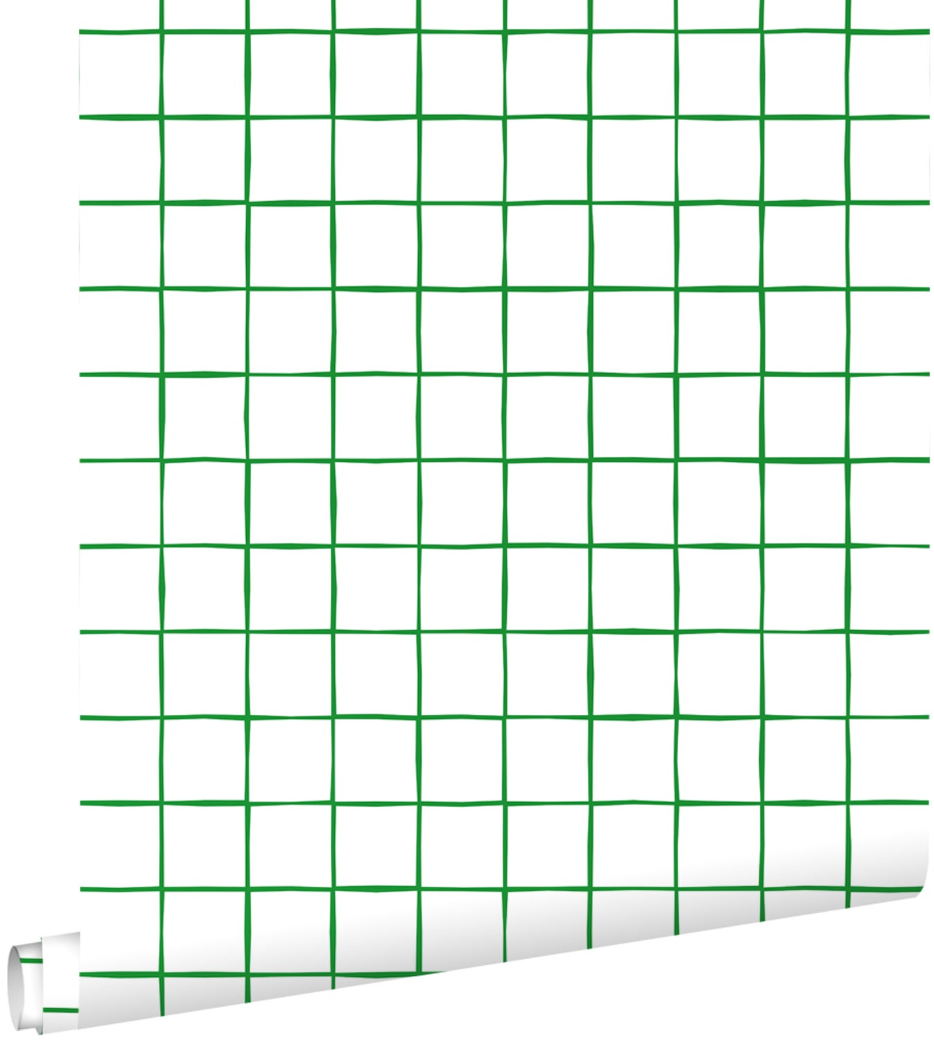 Tapeta motyw kratki zielonymIbiałym - 50 x 900 cm - ESTAHOME