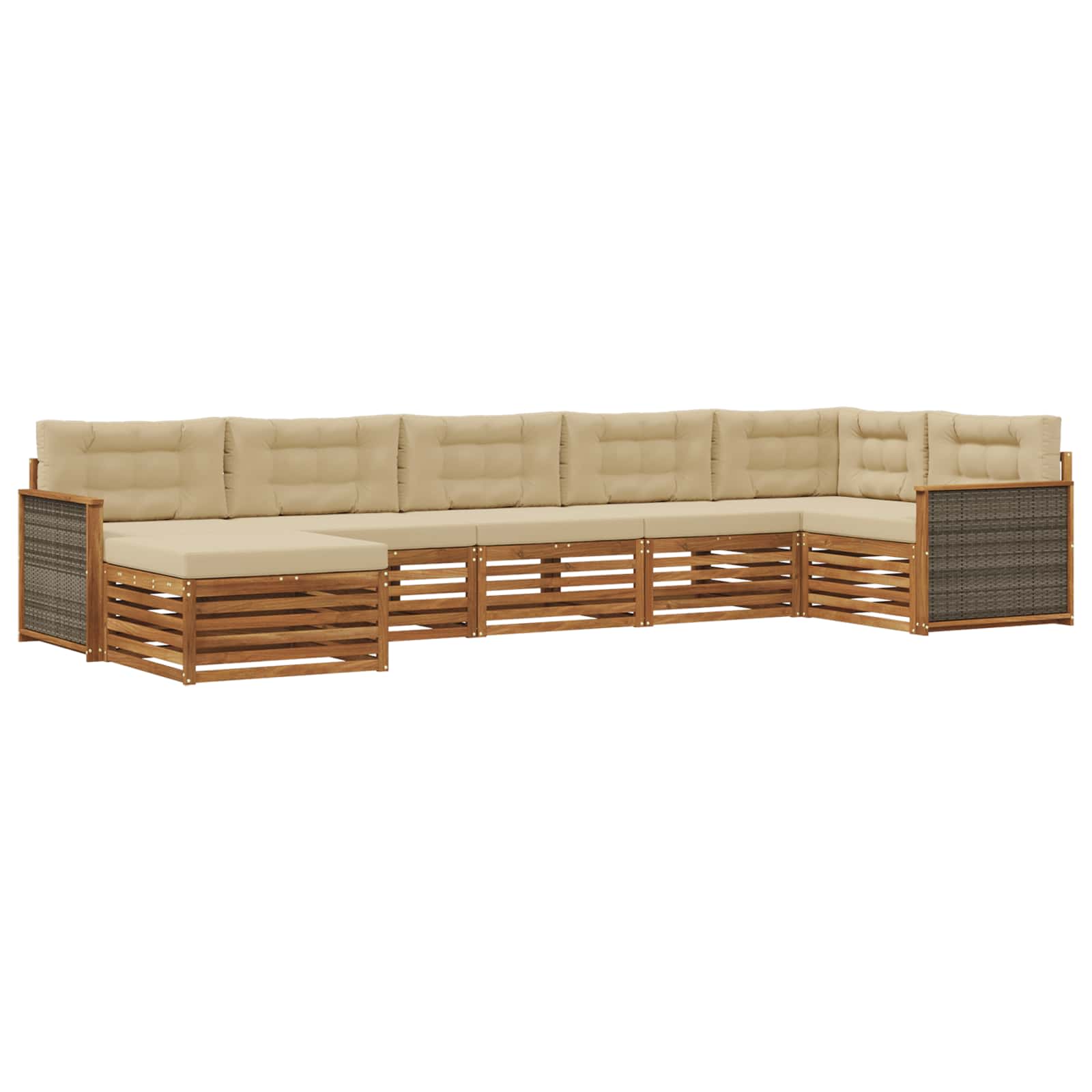 Ensemble de canapés d'extérieur, 7 pièces, naturel et beige, pour la terrasse - 2