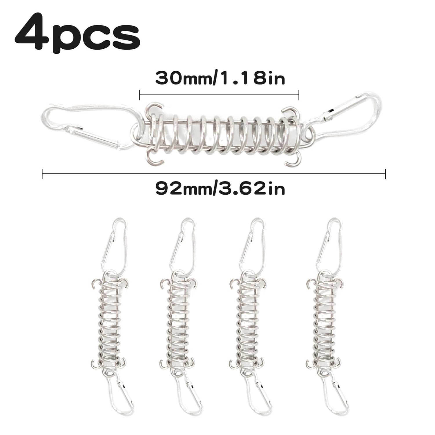 Lot de 4 Pcs Kit Fixation Voile D'Ombrage,Tendeur Voile Ombrage,Boucle à Ressort Accessoires de Fixation Toile Ombrage Avec Ressorts - 2