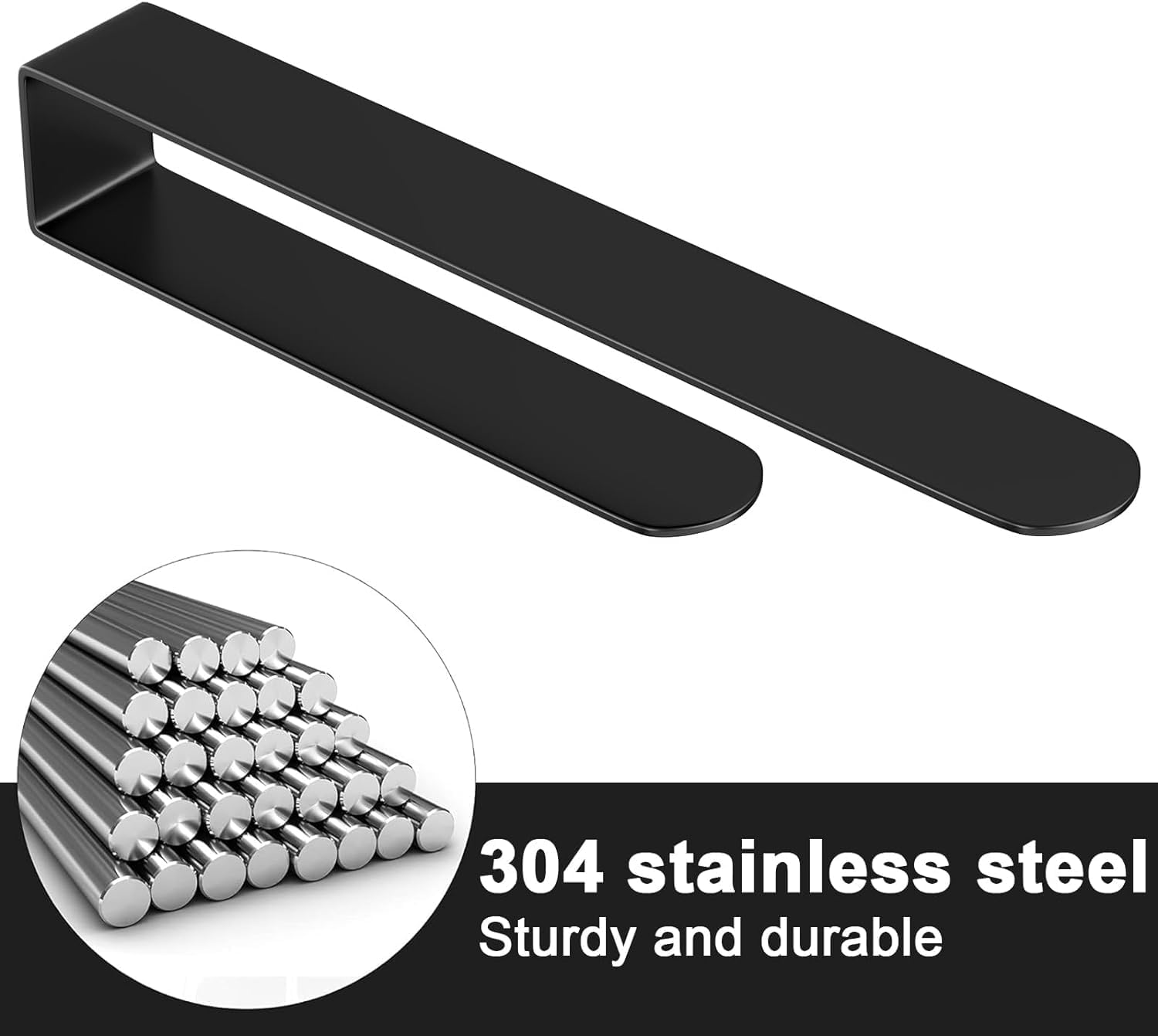 Porte-serviettes de salle de bain sans perçage, porte-serviettes autocollant 30 cm, noir - 2