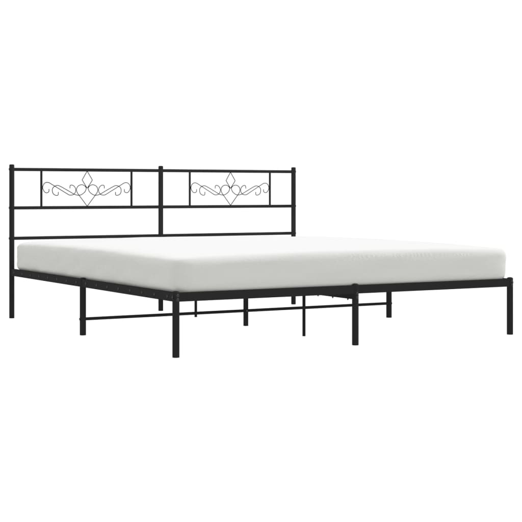 Estructura cama sin colchón con cabecero metal negro 180x200 cm vidaXL - 5