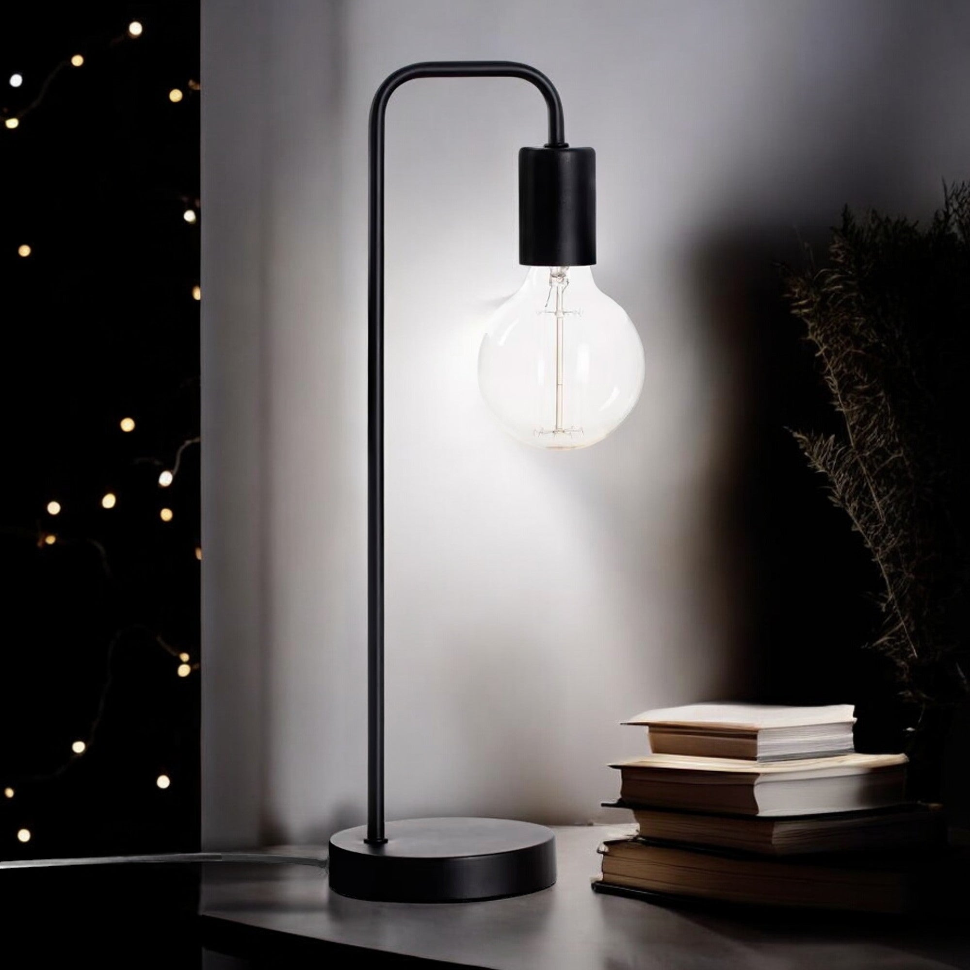 WELLHOME Lampe de Table Rétro Ø13x45cm Noir Interrupteur E27 - 3