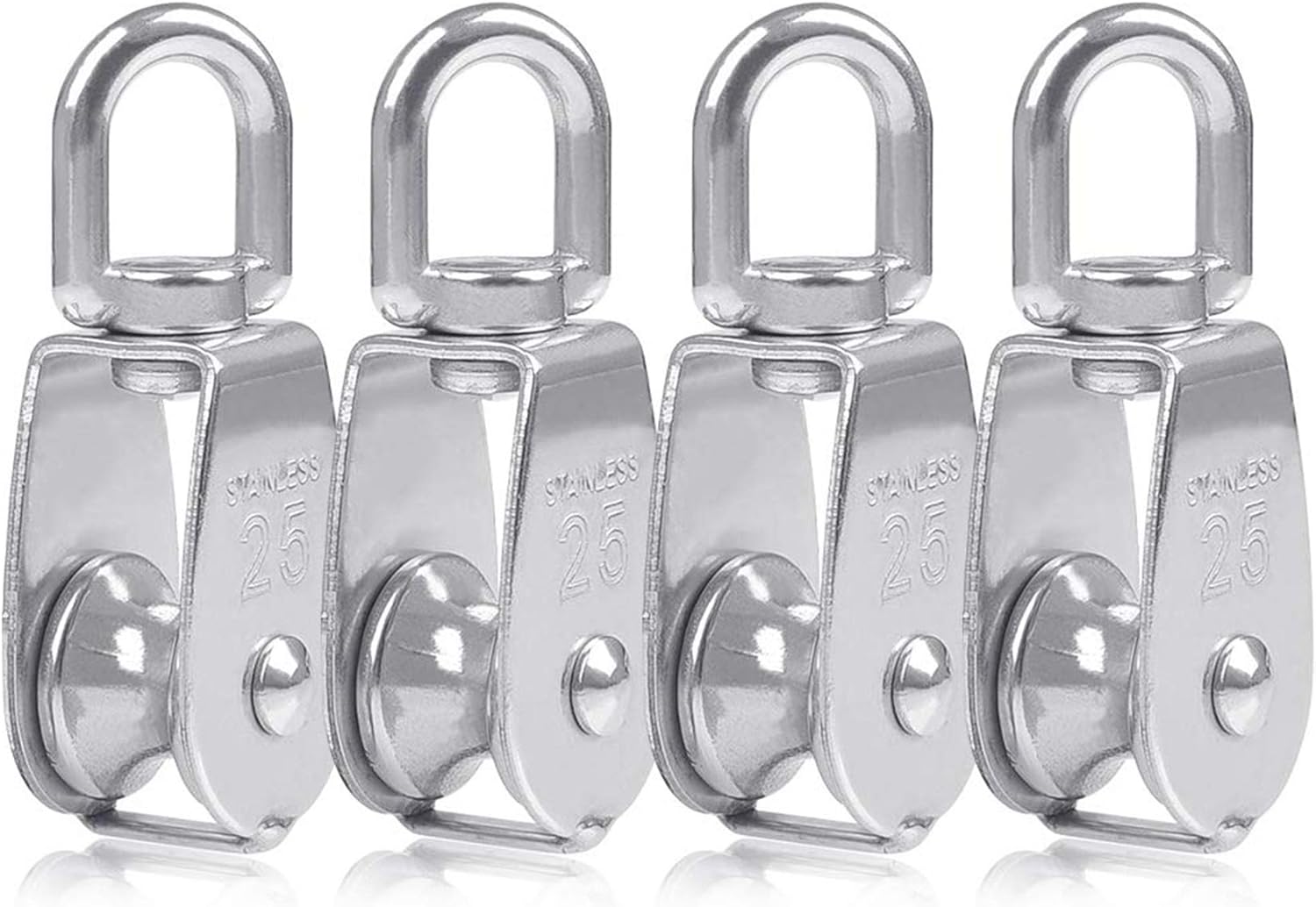 Poulies Monobloc BUYGOO Acier Inoxydable 304 - Lot De 4 - Capacité 150kg - M25