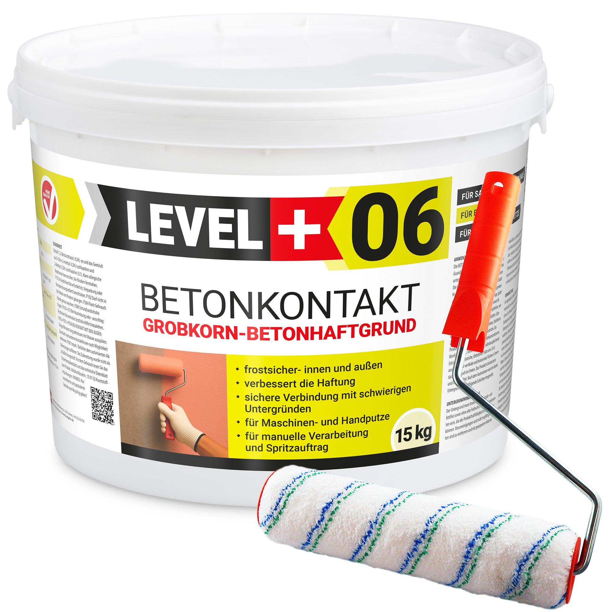 LEVEL+ Grunt Szczepny Pod Tynki BETONKONTAKT L+06 - 15KG + Wałek Malarski 25cm