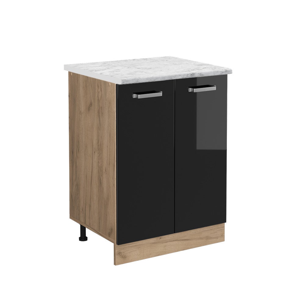 Vicco Szafki kuchenne R-Line, Czarny wysoki połysk, 60 cm BR Marmur
