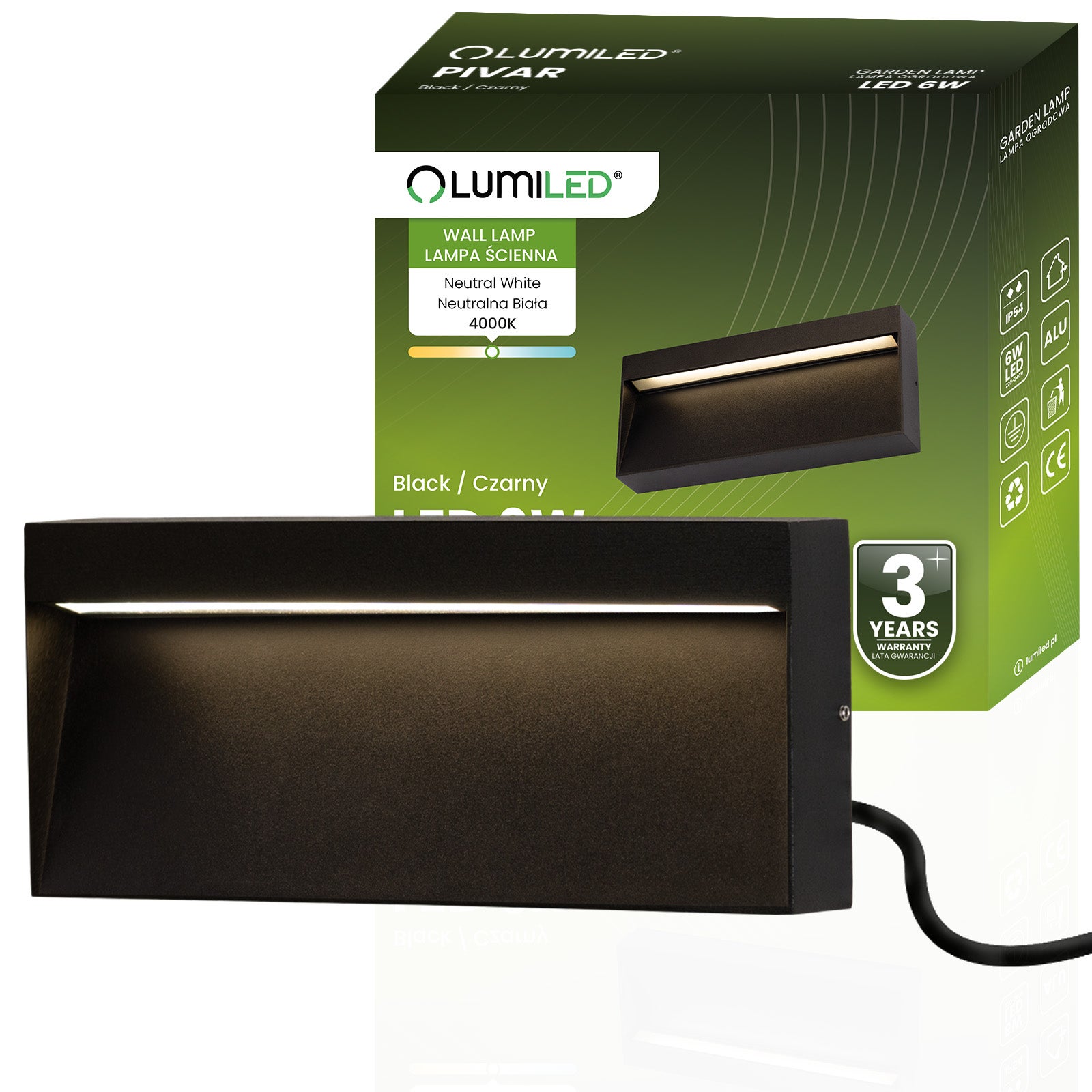 Lampa Ogrodowa Lumiled Zewnętrzna Kinkiet Elewacyjny 6W LED IP54 1 szt.