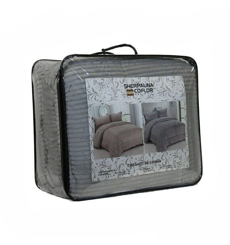 Manta Colcha Nórdica Sherpalina Cinzenta 240x260cm - 2