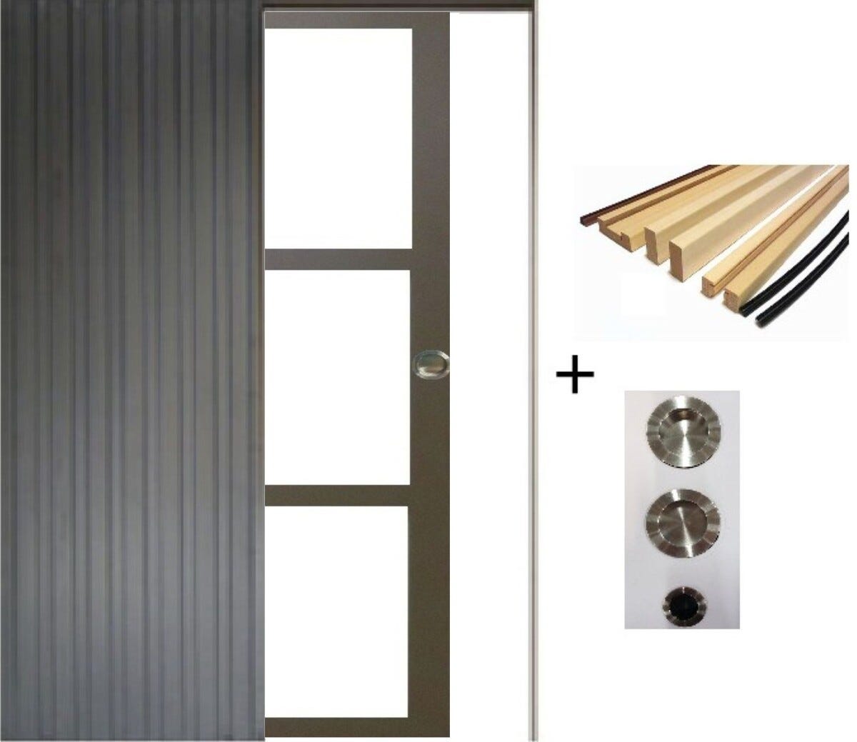 Porte Coulissante Marron Ral7006 Vitrage Transparent H204 X L83 ...