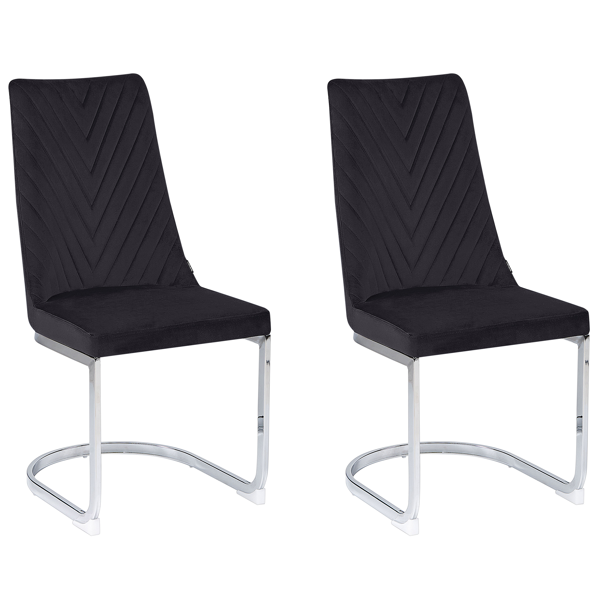 Beliani Silla cantilever Conjunto de 2 Terciopelo Negro ALTOONA | Leroy  Merlin