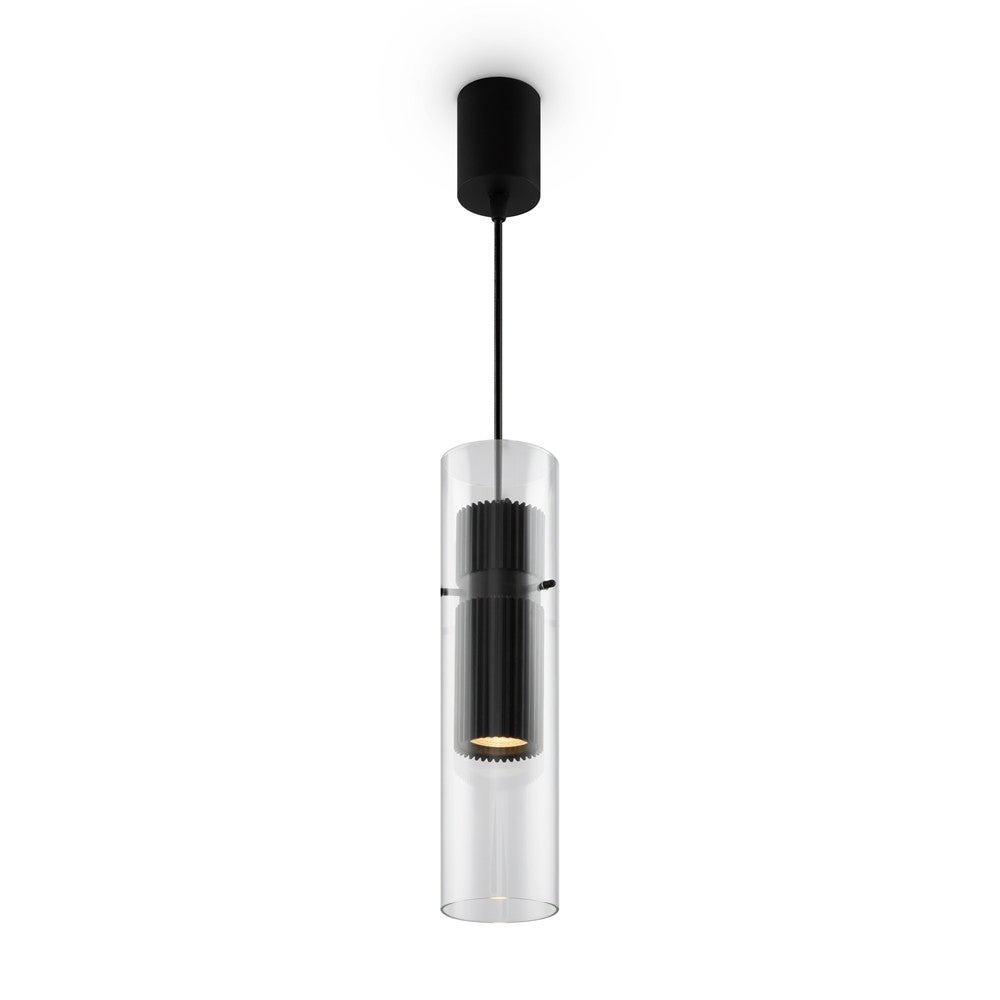 Lampa wisząca Dynamics czarny matowa-transparentna 1xGU10x50W tuba wym: 32 x 8 x 32 cm szkło Maytoni