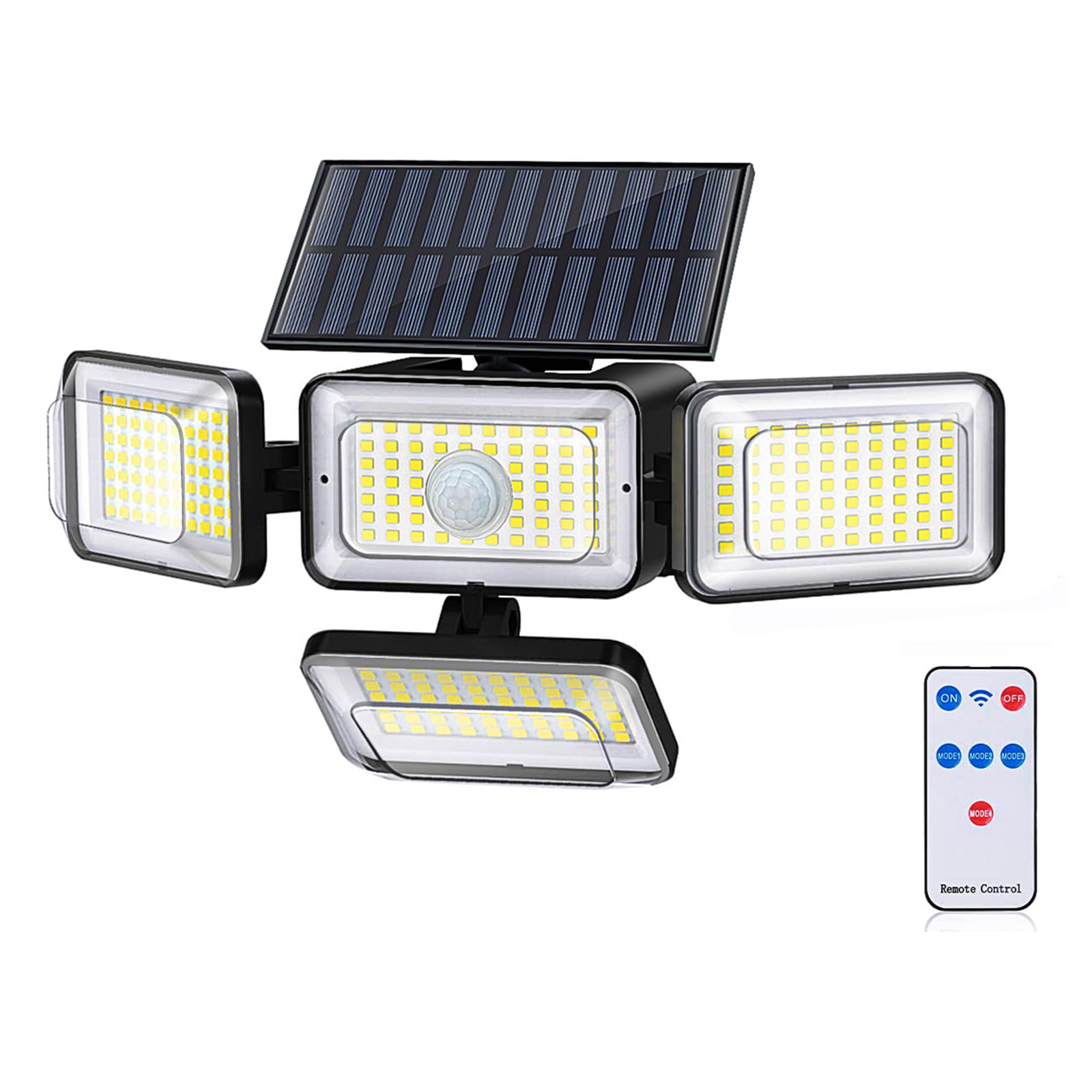 Zewnętrzne lampy solarne z czujnikiem ruchu 288 LED, oświetlenie szerokokątne, wodoodporność IP65, solarne lampy bezpieczeństwa, do patio, ogrodu