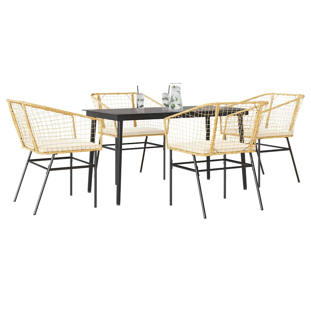 5-częściowy zestaw ogrodowy poduszkami brązowy polirattan szkło vidaXL