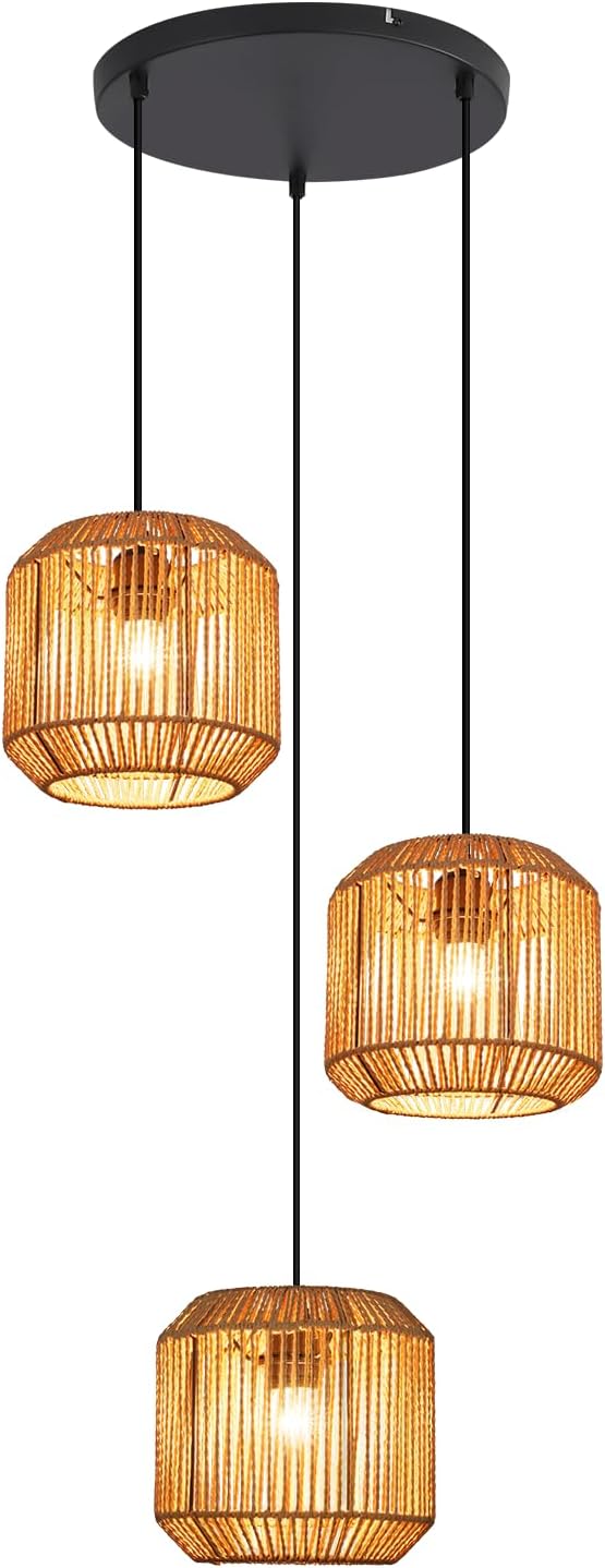 ZMH Lampa wisząca Vintage E27 w kolorze czarnym, z trzema żarówkami (żarówka nie jest dołączona) - 9