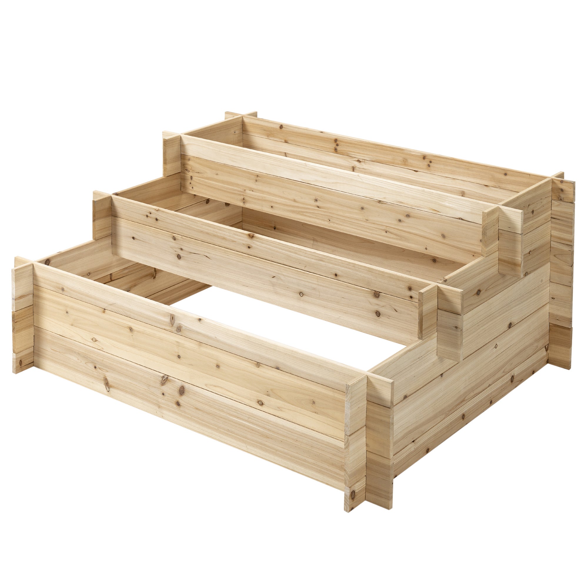 Jardinière surélevée en bois à 3 niveaux,pour potager d'extérieur,fleurs,légumes et herbes aromatiques,120x100x54cm - 2