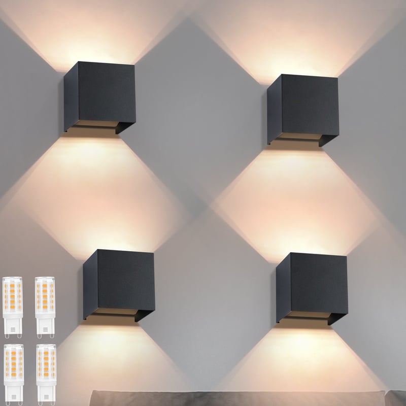 ZMH kinkiety LED, zewnętrzne/wewnętrzne, czarne, góra-dół, IP65, do domu, klatki schodowej