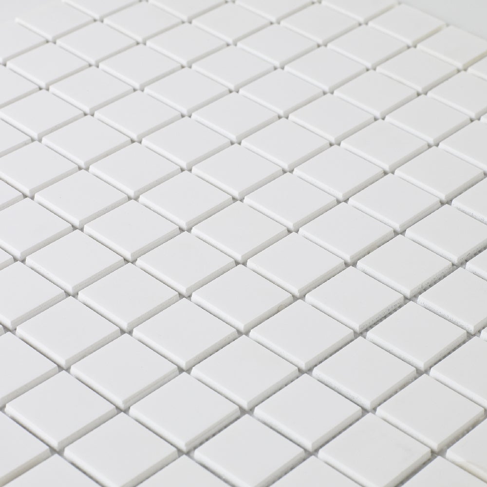 Mosaique Solid surface lisse - 2,5 x 2,5 cm - plaque 30 x 30 cm - blanc lisse - 2