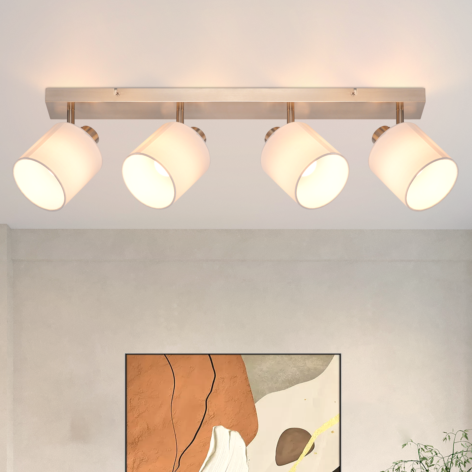 ZMH Czarna lampa sufitowa LED 4 reflektory E14 obrotowe 330° Nowoczesny styl industrialny do salonu, sypialni, kuchni bez żarówek