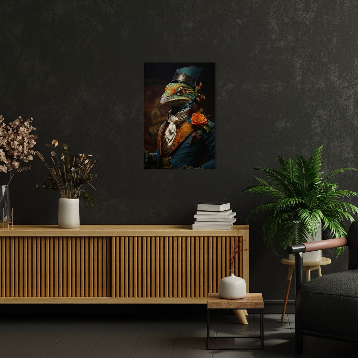 Tableau sur toile Lézard dandy en costume 45x65 cm - 2