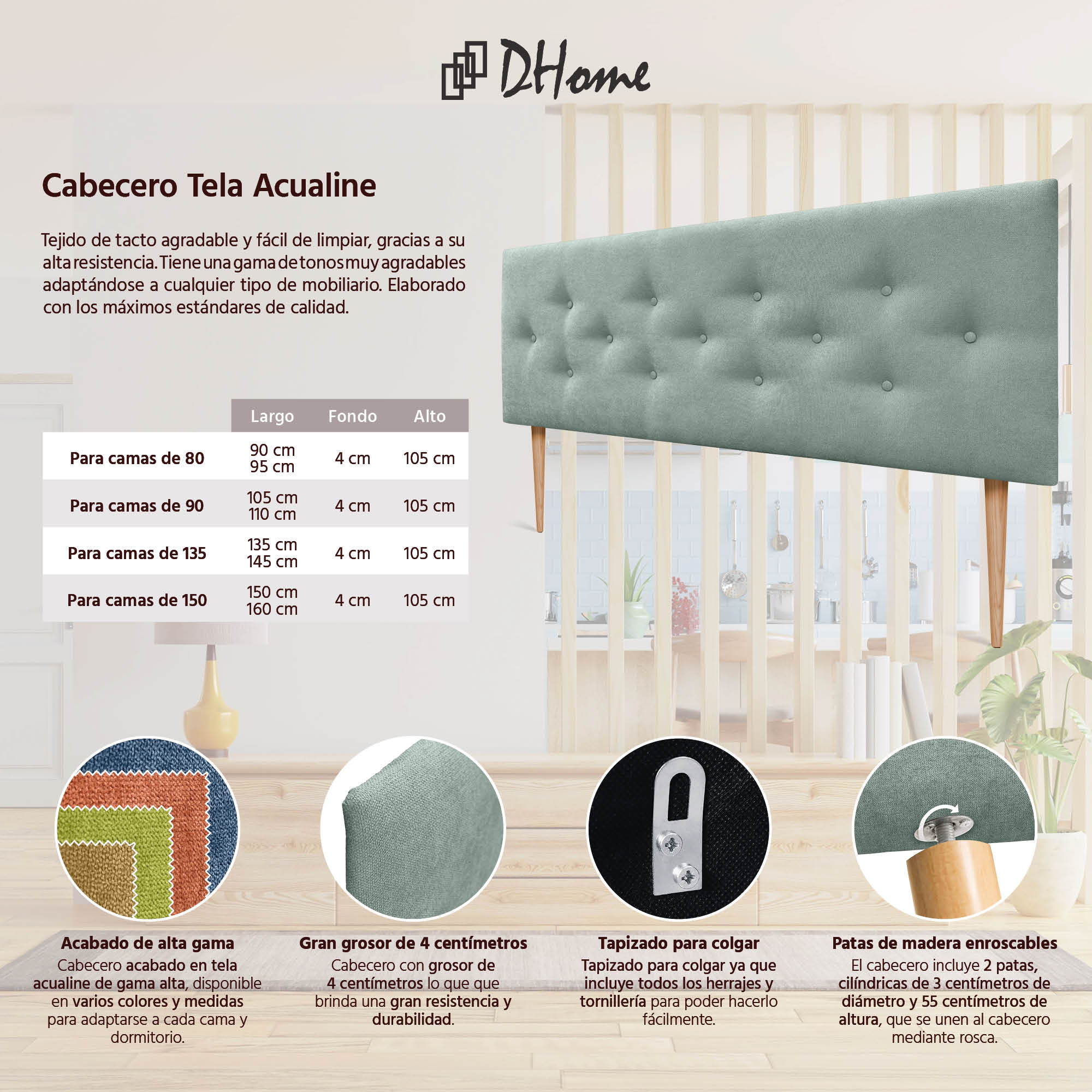 DHOME Testiera in Legno Riciclato DM Orizzontale Stile Recinzione con Gambe Letto Pallet Ferramenta (145cm Recinzione Orizzontale, Spighe Grigie) | Leroy Merlin