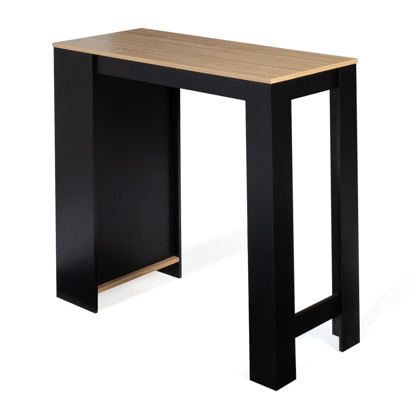 Table de bar BARTH 2 à 4 personnes bois noir plateau façon hêtre - 3