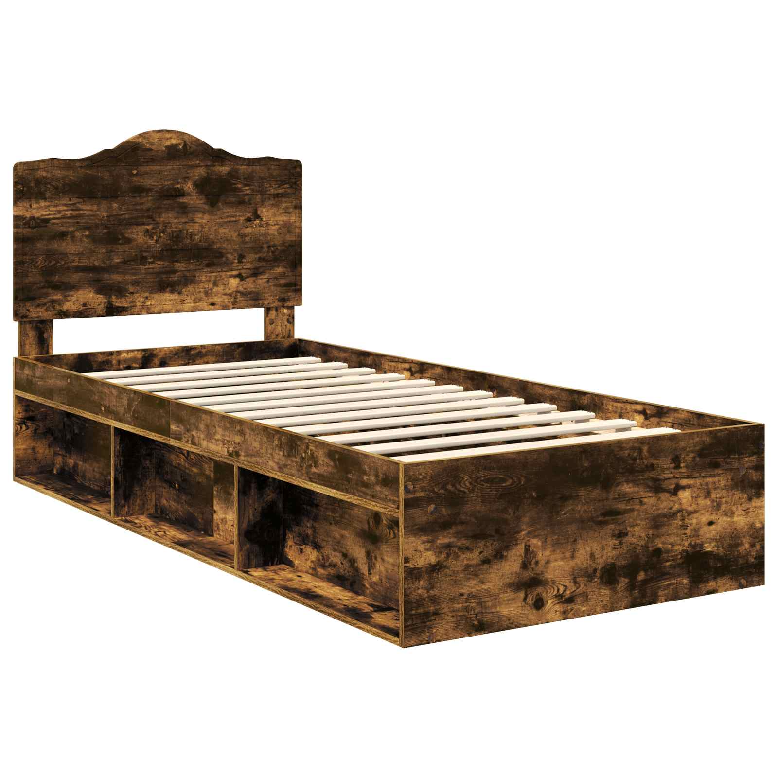Cadre de lit avec tête de lit chêne fumé 75 x 190 cm en pin massif - 4