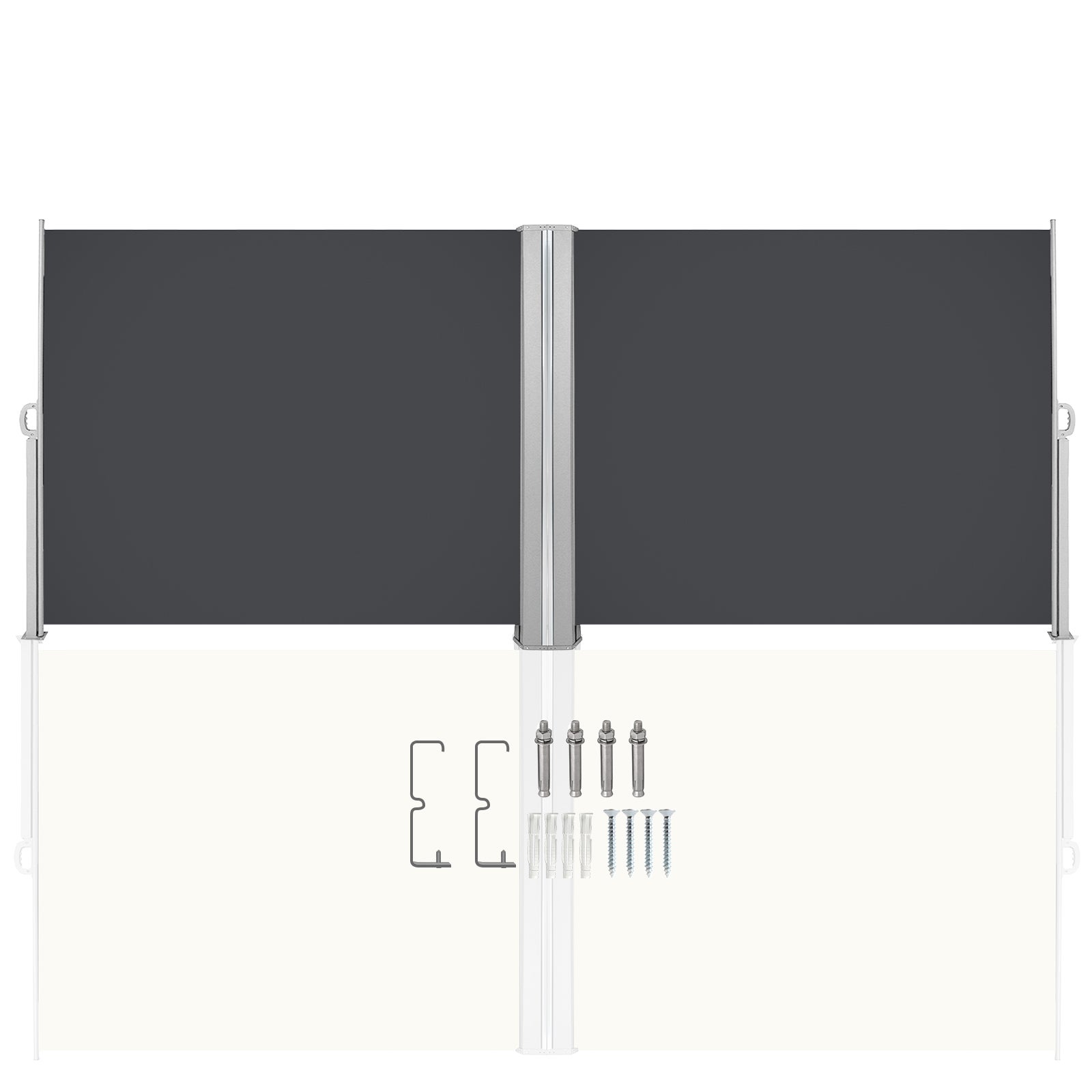 Toldo lateral extensible balcón antracita protección solar full cassette pantalla privacidad gris 180*600cm