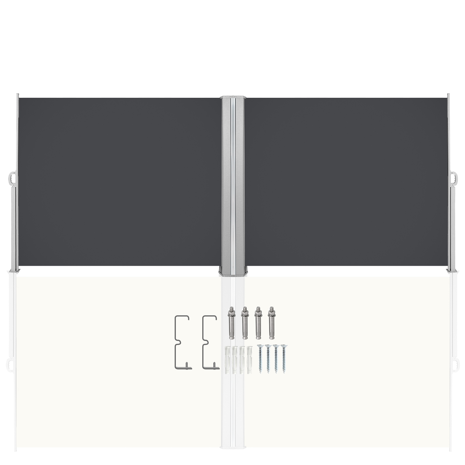 Toldo lateral extensible balcón antracita protección solar full cassette pantalla privacidad gris 180*600cm