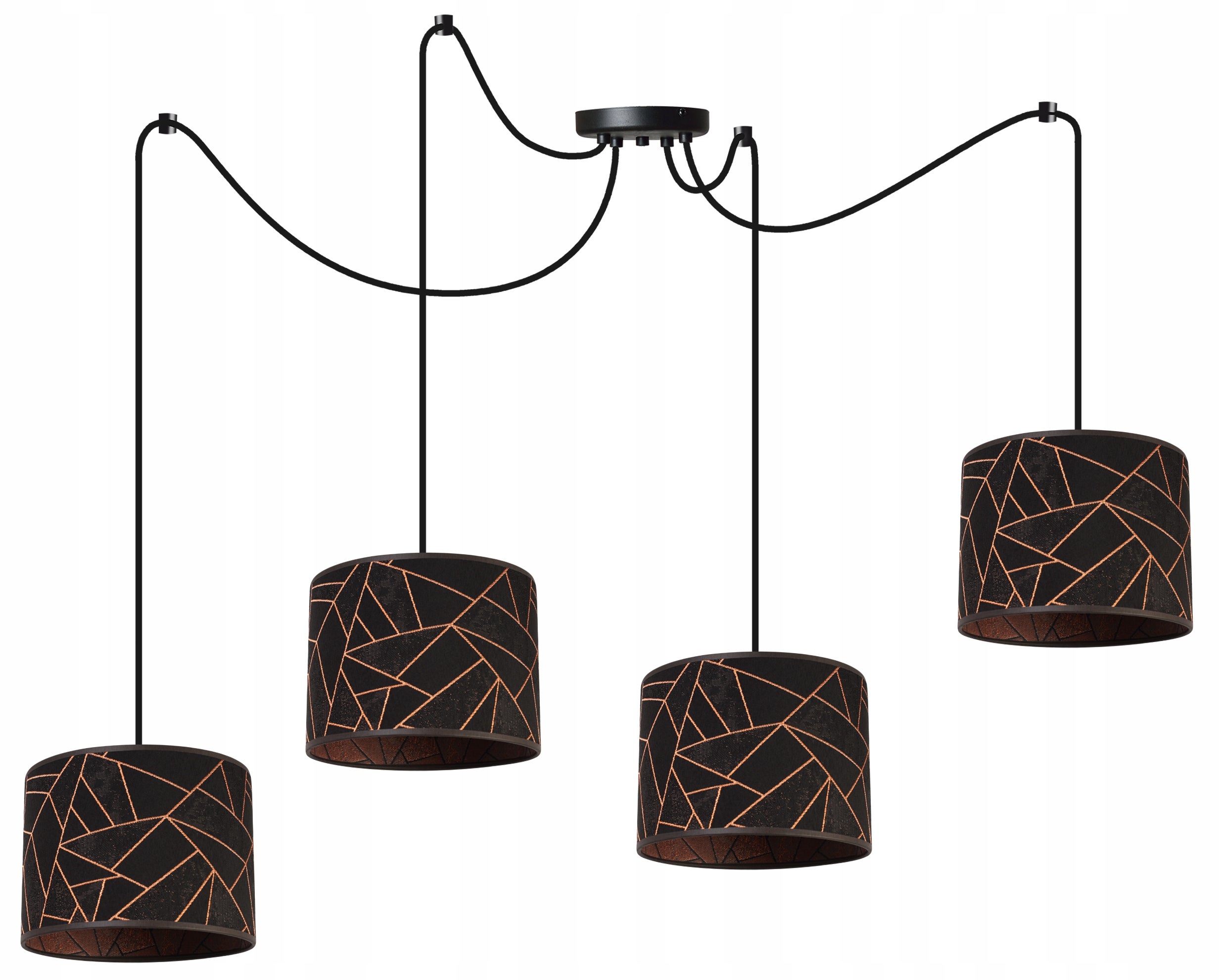Lampa sufitowa wisząca modern Werona 5xE27 klosz owalny wzorzysty miedziano/czarny Light Home LH