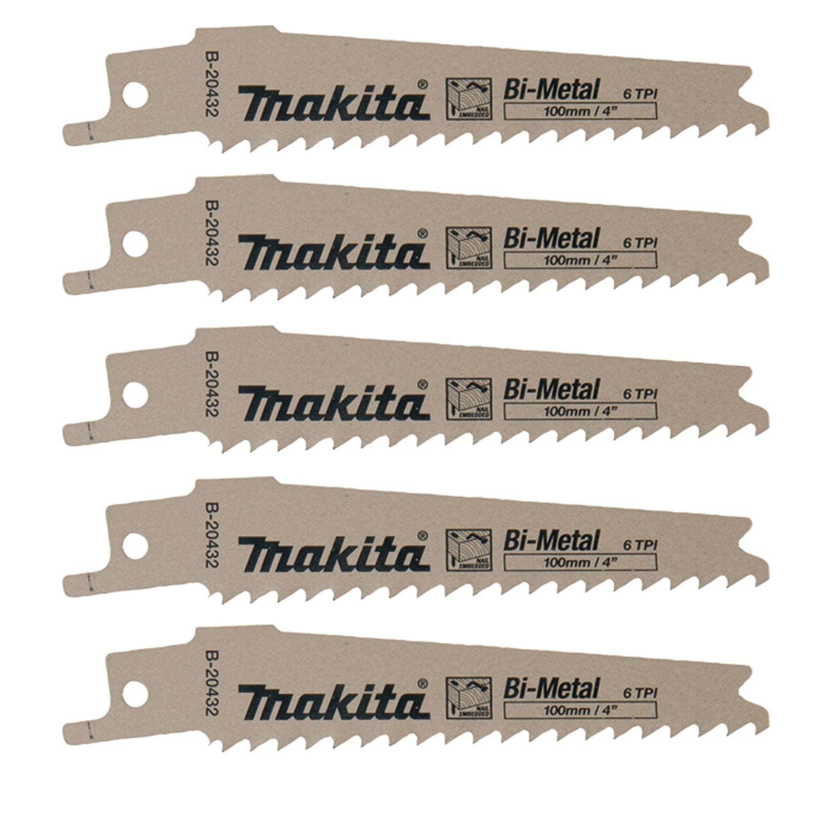 Lot de 5 Lames Bi-Métal MAKITA B-20432 pour bois avec clous (10 à 50 mm) - 2
