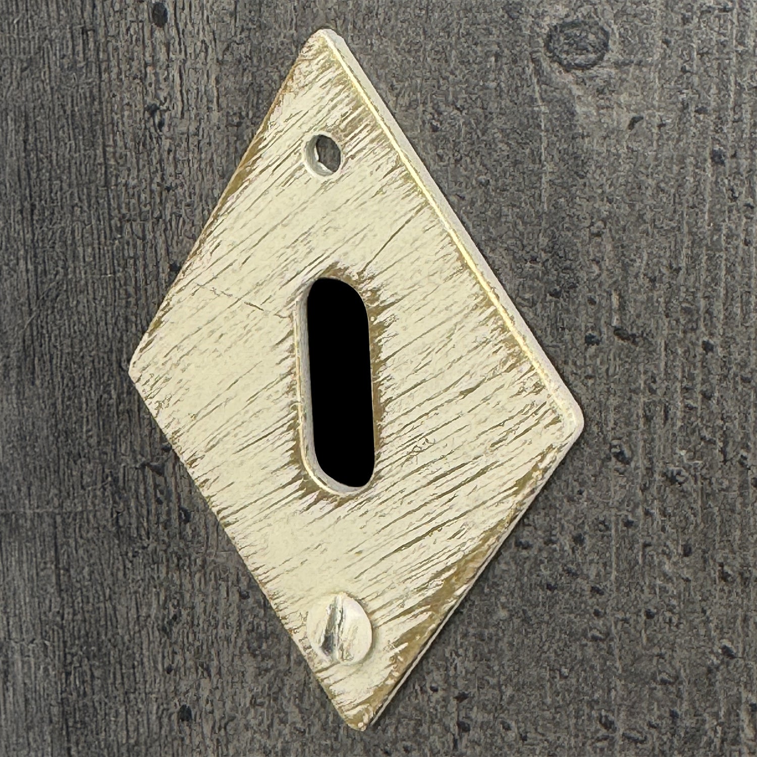 2 rosaces de poignée de porte losanges Ellix entrée de clé, Fer aspect ivoir or - 7