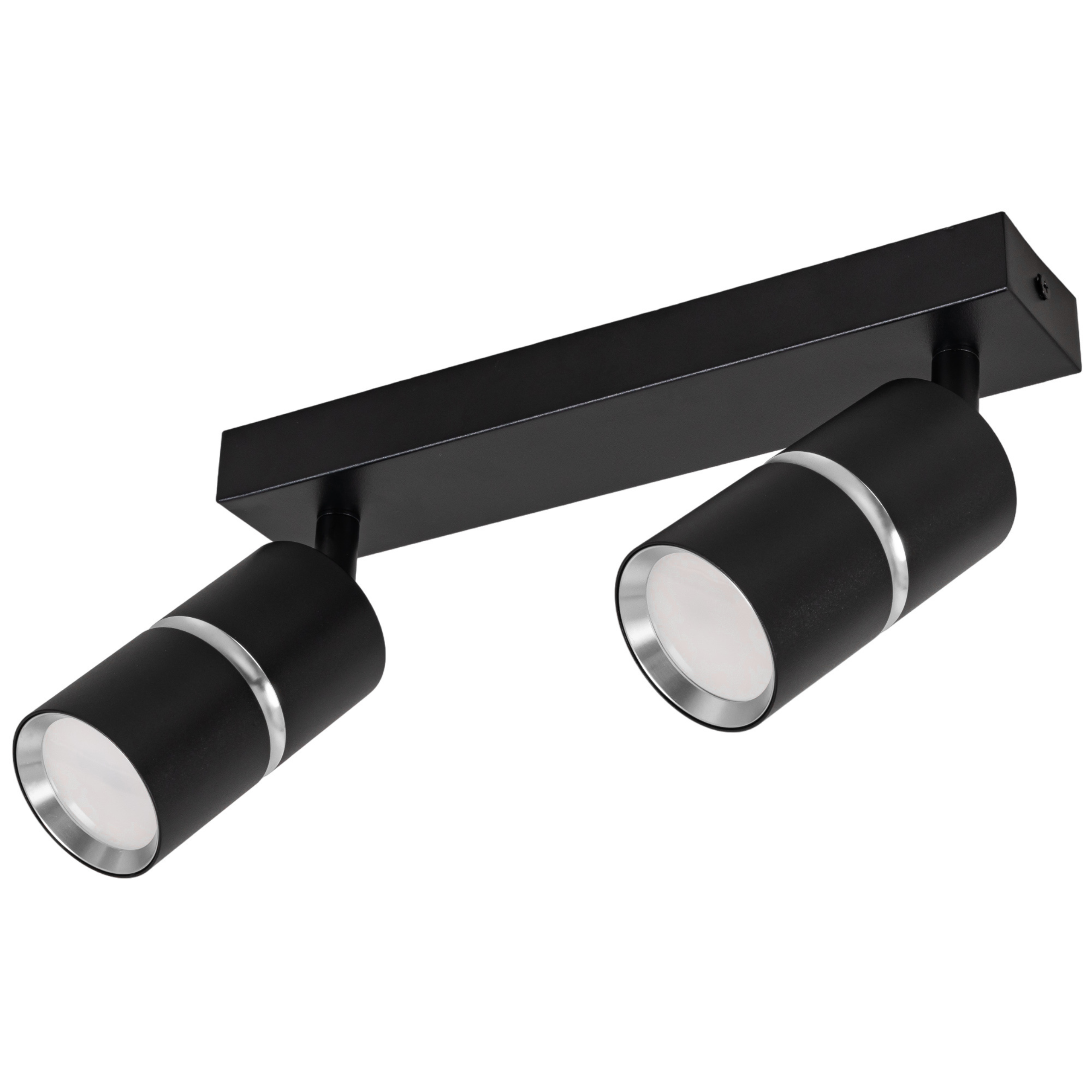 Listwa reflektorowa czarna srebrna LED - Lampa sufitowa 2 x GU10 - Kinkiet natynkowy do pokoju salonu Tuba - LEDHOFF