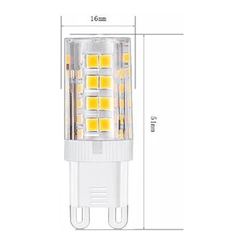 Żarówka LED G9, ciepła biel 3000 K, 5 W, odpowiednik żarówki halogenowej 40 W, 420 lumenów, nieściemnialna, opakowanie 10 sztuk - 4