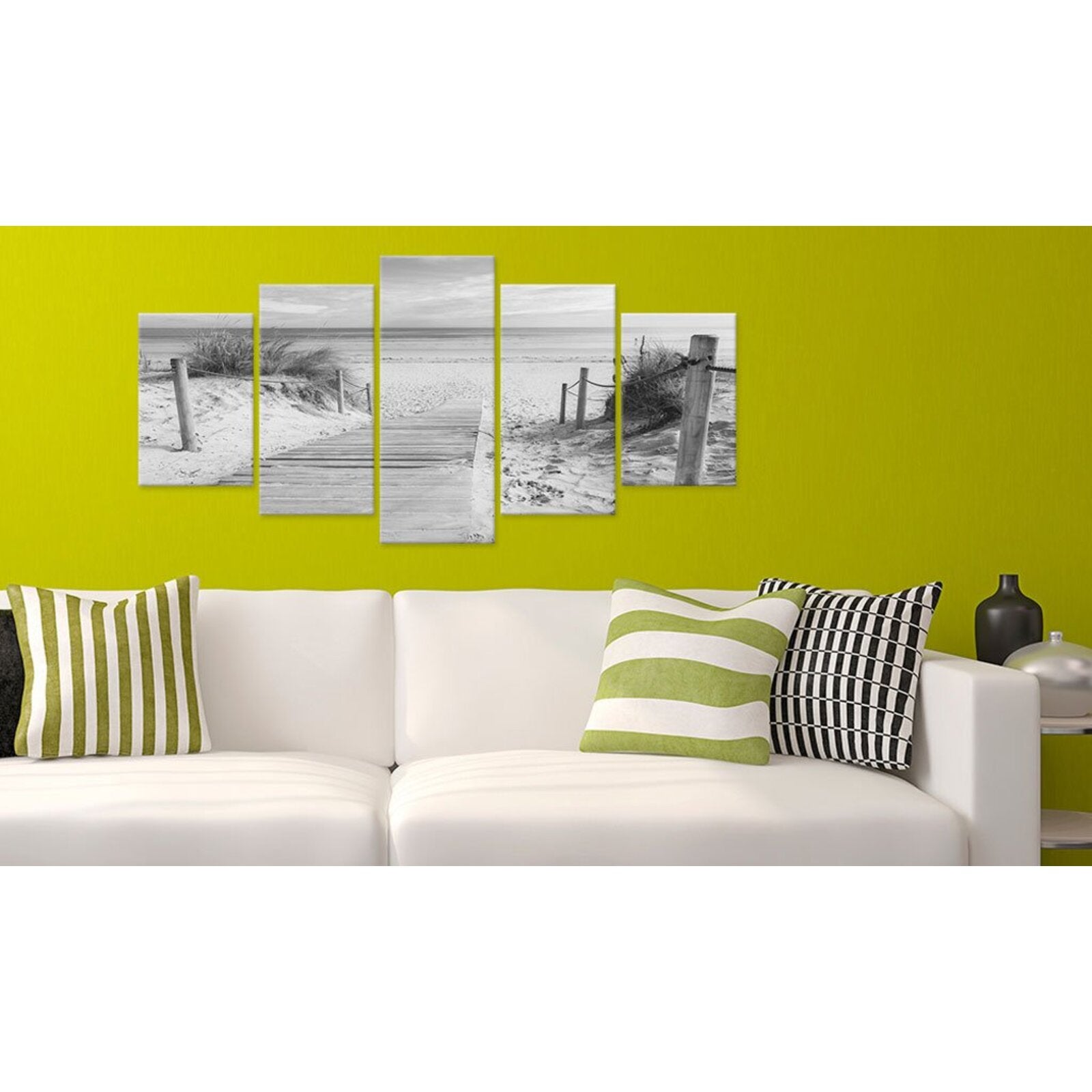 Tableau matin sur la plage noir et blanc - 100 x 50 cm - 2