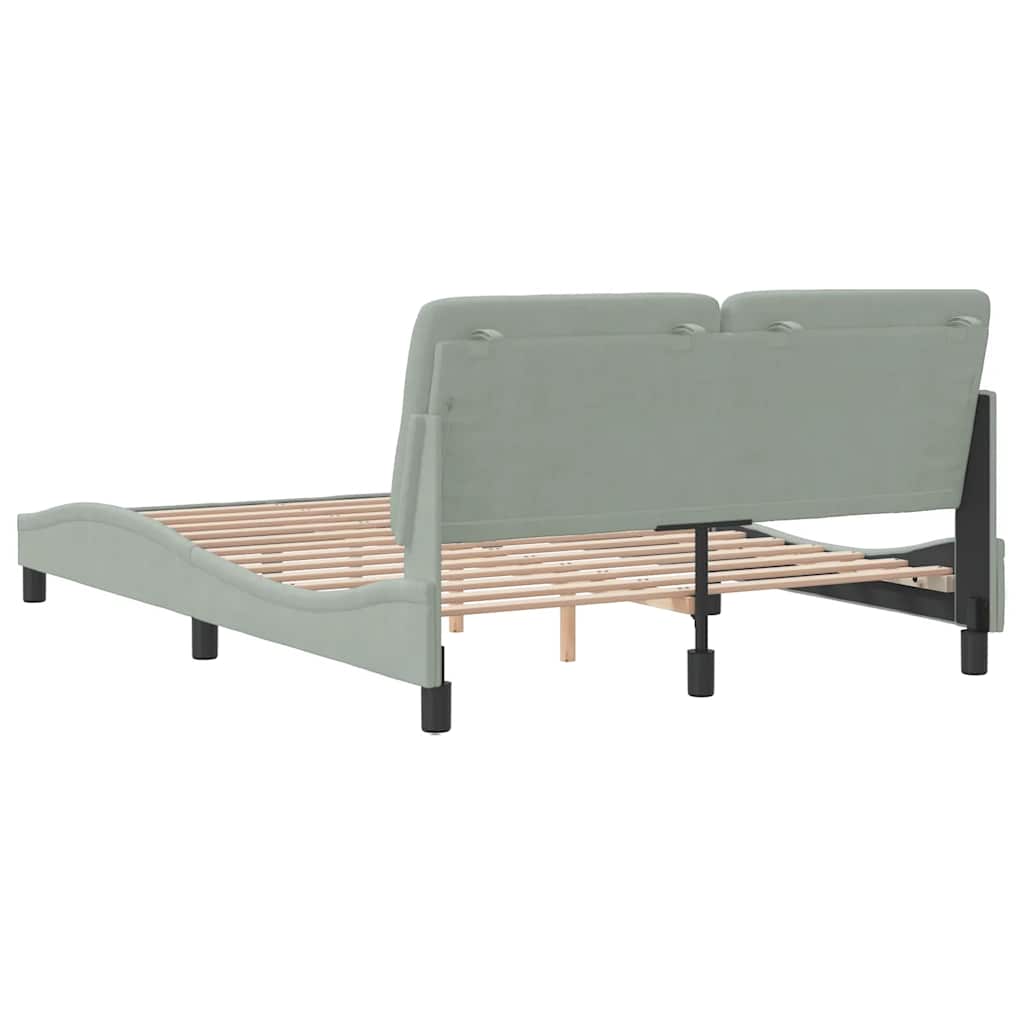 Cadre de lit sans matelas gris clair 140 x 200 cm en velours - 7