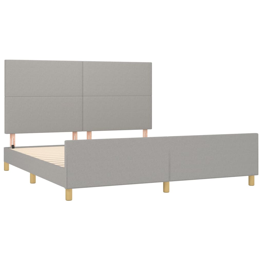 Cadre de lit sans matelas gris clair 160 x 200 cm en tissu - 4