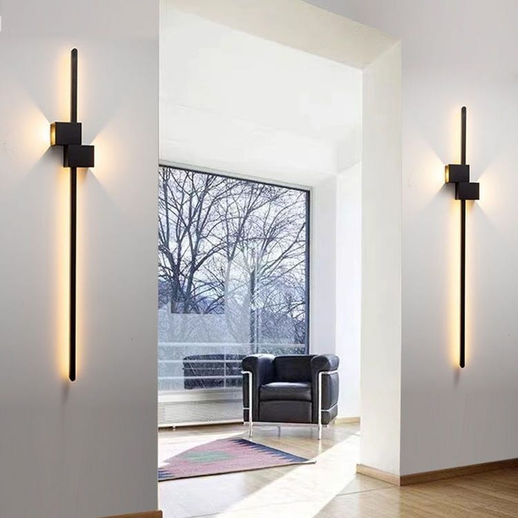 Applique murale LED 60 cm - lampe de chevet créative - éclairage décoratif d'intérieur - 3 températures de couleur réglables - noir - 6