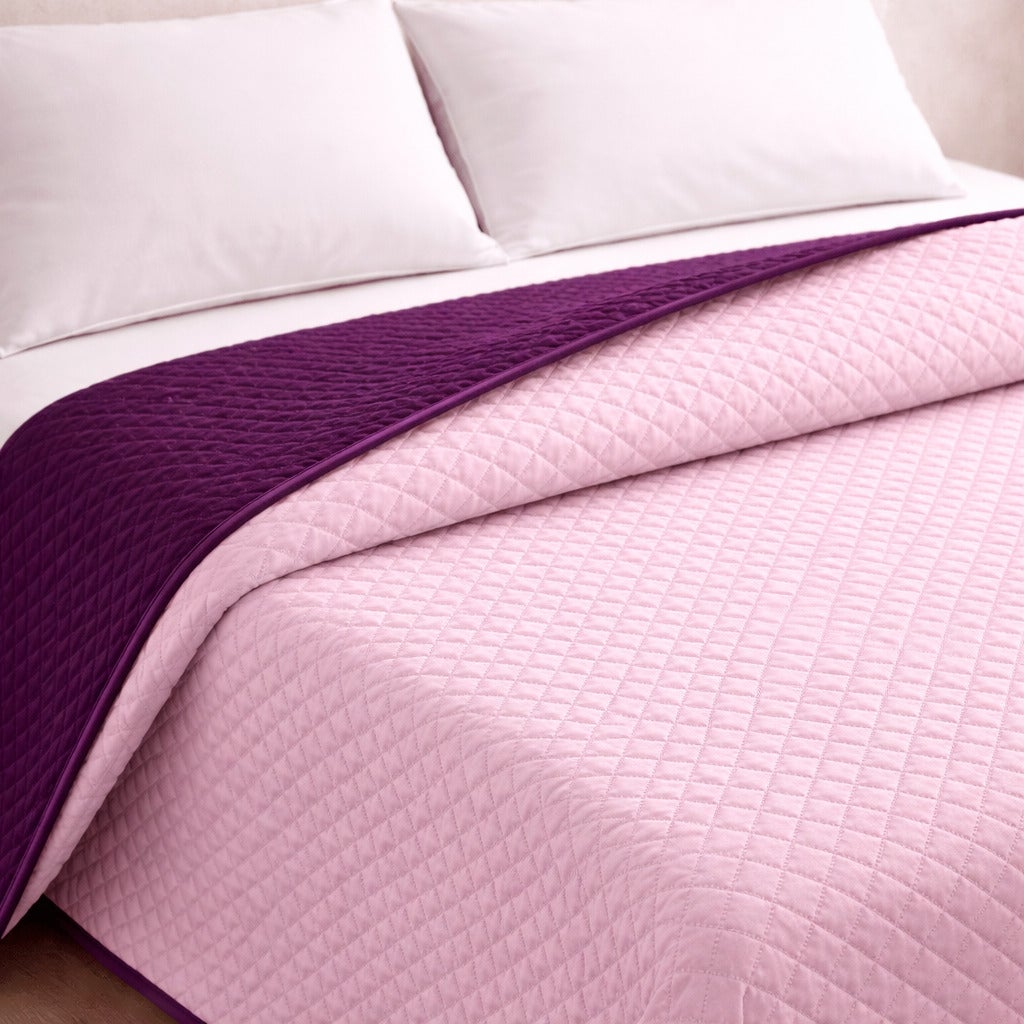 Colcha Bicolor Reversible Salmón/Berenjena Cama 180cm Donegal Collections - 2