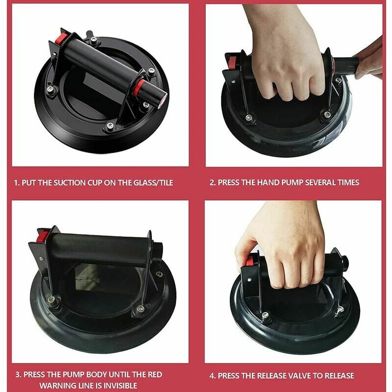 8 Ventose Professionali Per Vetro/Piastrelle - Capacità 200kg, Con Manometro E Cassetta - Foto 6